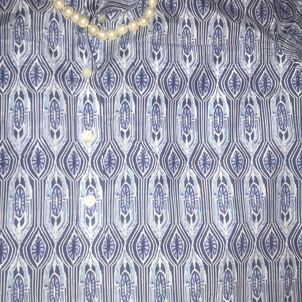 Pendleton Light Blue Geometric Blouse - image 5